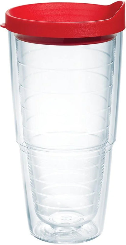 Tervis Clear & Colorful Lidded Made in USA Double Walled Insulated Tumbler Travel Cup Keeps Drinks Cold & Hot, 16oz Mug, Clear Lid