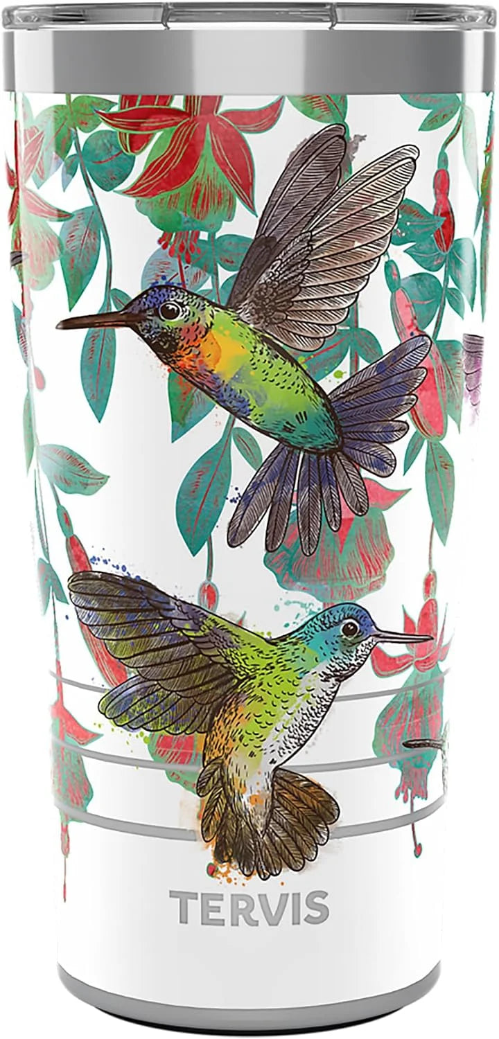 Tervis Traveler Colorful Hummingbirds Triple Walled Insulated Tumbler Travel Cup Keeps Drinks Cold & Hot, 30oz, Stainless Steel