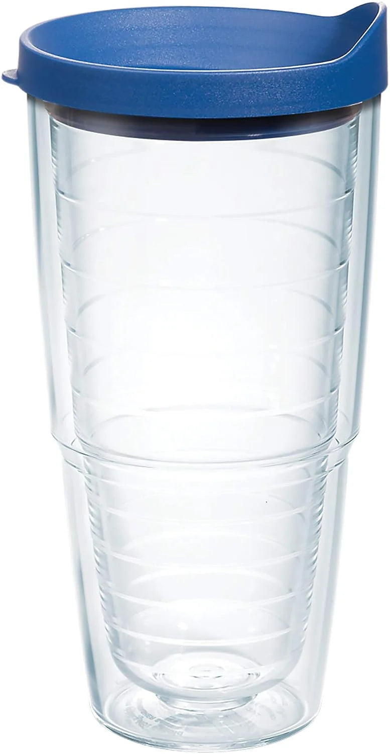 Tervis Clear & Colorful Lidded Made in USA Double Walled Insulated Tumbler Travel Cup Keeps Drinks Cold & Hot, 16oz Mug, Clear Lid