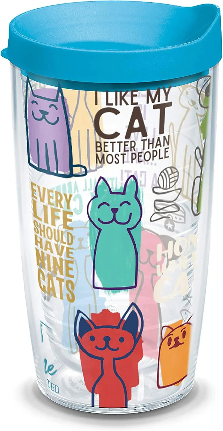 Tervis Cat Sayings Made in USA Double Walled Insulated Tumbler Travel Cup Keeps Drinks Cold & Hot, 16oz, Classic
