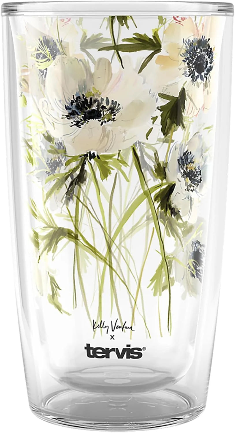 Tervis Kelly Ventura Floral Vista Collection Made in USA Double Walled Insulated Tumbler Travel Cup Keeps Drinks Cold & Hot, 16oz - 4pk, Assorted