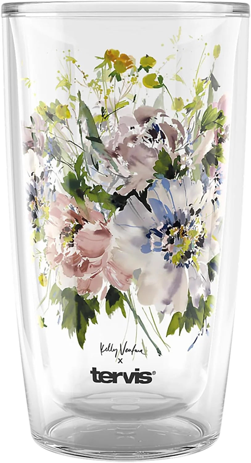 Tervis Kelly Ventura Floral Vista Collection Made in USA Double Walled Insulated Tumbler Travel Cup Keeps Drinks Cold & Hot, 16oz - 4pk, Assorted