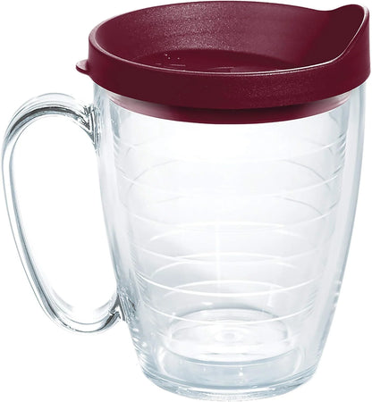 Tervis Clear & Colorful Lidded Made in USA Double Walled Insulated Tumbler Travel Cup Keeps Drinks Cold & Hot, 16oz Mug, Clear Lid