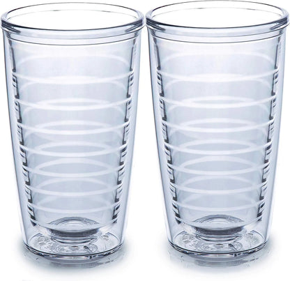 Insulated Drinking Glasses 16oz 2-pack - Great for Iced Coffee & Hot Drinks