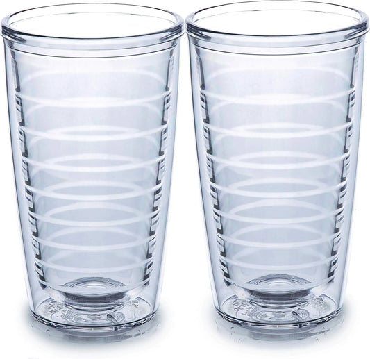 Insulated Drinking Glasses 16oz 2-pack - Great for Iced Coffee & Hot Drinks