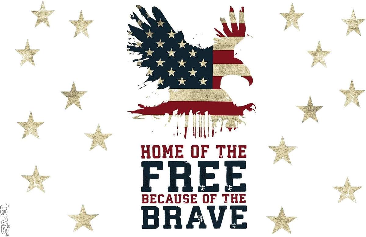 Tervis Home of the Free Because of the Brave Made in USA Double Walled Insulated Tumbler Travel Cup Keeps Drinks Cold & Hot, 16oz Mug with Handle, Classic