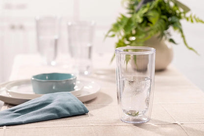 Tervis Crystal Clear Tabletop Made in USA Double Walled Insulated Tumbler Travel Cup Keeps Drinks Cold & Hot, 16oz - 4pk, Classic