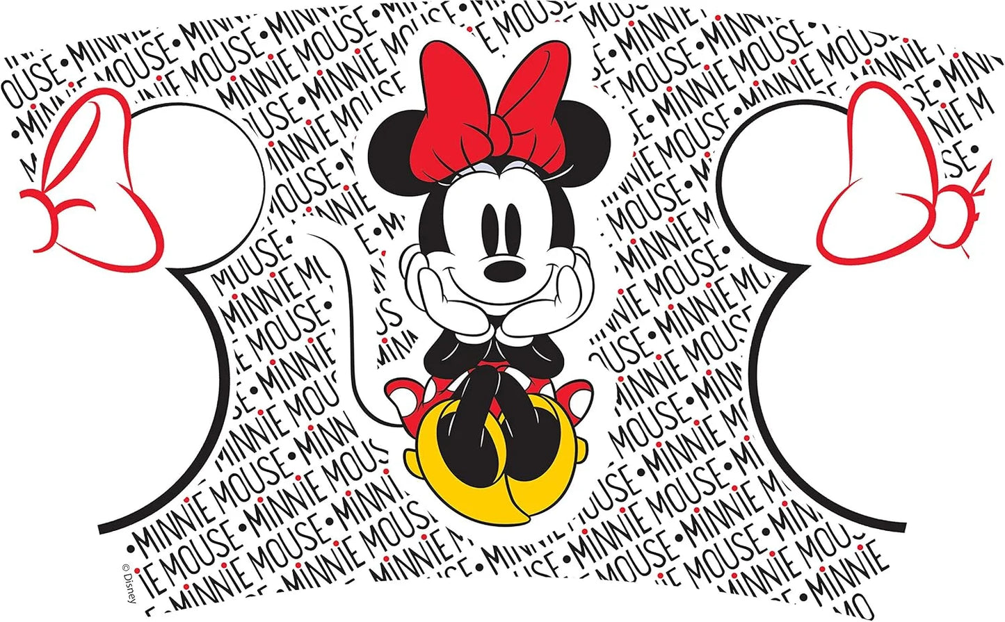 Tervis Disney - Minnie Mouse Name Pattern Tumbler with Wrap and Red Lid 16oz, Clear