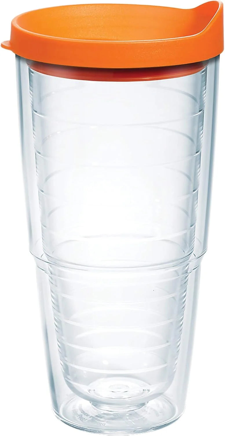 Tervis Clear & Colorful Lidded Made in USA Double Walled Insulated Tumbler Travel Cup Keeps Drinks Cold & Hot, 16oz Mug, Clear Lid