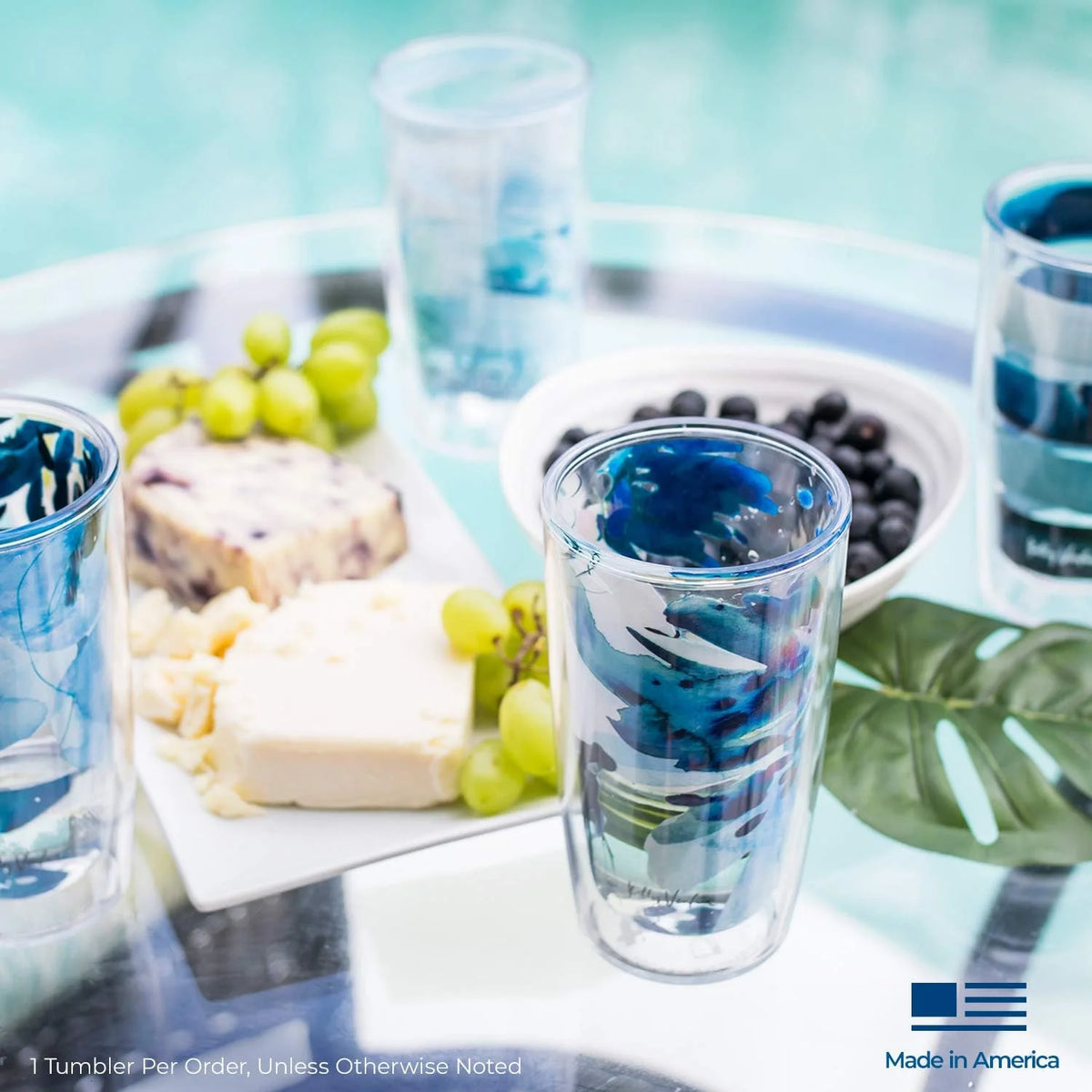 Tervis Yao Cheng Green Crystal Made in USA Double Walled Insulated Tumbler Travel Cup Keeps Drinks Cold & Hot, 16oz, Hexagon Green Blue