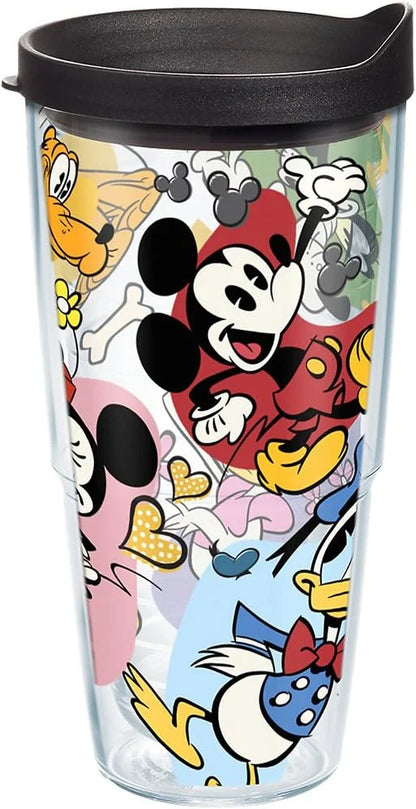 Tervis Disney - Classic Characters Tumbler with Wrap and Black Lid 24oz, Clear