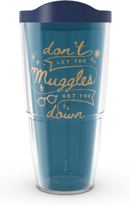 Tervis Harry Potter Don't Let Muggles Get You Down Made in USA Double Walled Insulated Tumbler Travel Cup Keeps Drinks Cold & Hot, 24oz, Classic