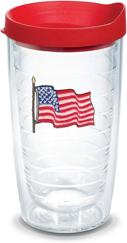 Tervis American Flag Made in USA Double Walled Insulated Tumbler Travel Cup Keeps Drinks Cold & Hot, 16oz 4pk, Classic