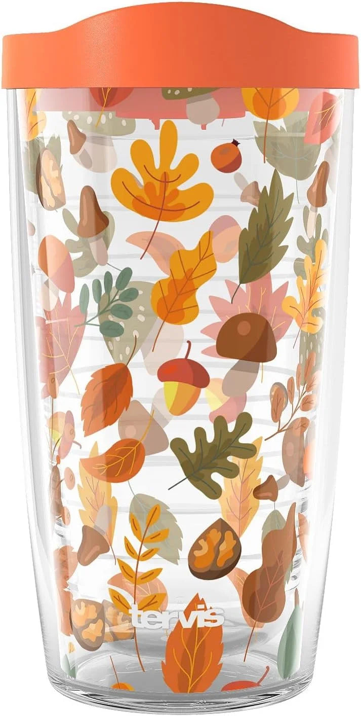 Tervis Awesome Autumn Fall Leaves Made in USA Double Walled Insulated Tumbler Travel Cup Keeps Drinks Cold & Hot, 24oz, Classic