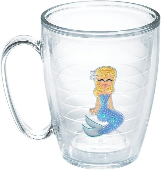 Tervis Blue Sequins Mermaid Made in USA Double Walled Insulated Tumbler Cup Keeps Drinks Cold & Hot, 16oz Mug, Unlidded