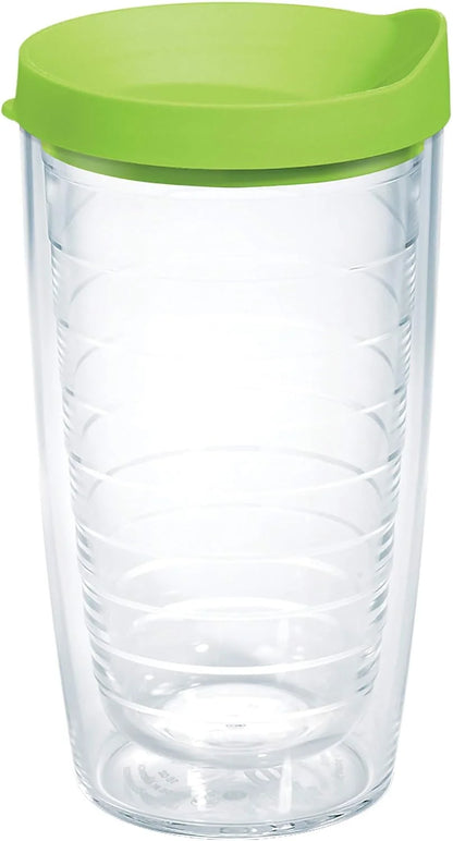Tervis Clear & Colorful Lidded Made in USA Double Walled Insulated Tumbler Travel Cup Keeps Drinks Cold & Hot, 16oz Mug, Clear Lid