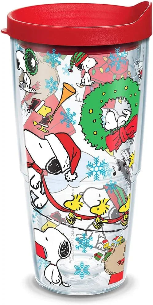 Tervis Peanuts Christmas Collage Made in USA Double Walled Insulated Tumbler Travel Cup Keeps Drinks Cold & Hot, 16oz Mug, Classic