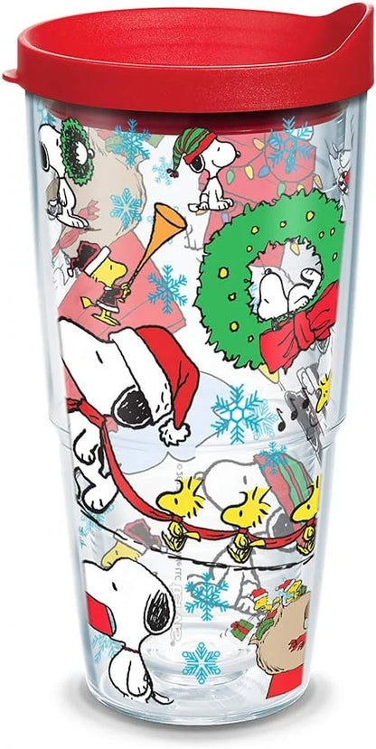 Tervis Peanuts Christmas Collage Made in USA Double Walled Insulated Tumbler Travel Cup Keeps Drinks Cold & Hot, 16oz Mug, Classic