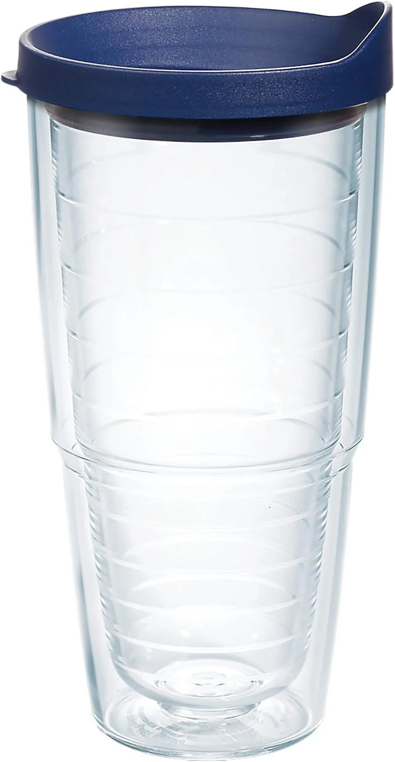 Tervis Clear & Colorful Lidded Made in USA Double Walled Insulated Tumbler Travel Cup Keeps Drinks Cold & Hot, 16oz Mug, Clear Lid