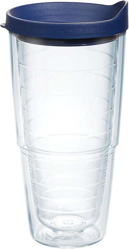 Tervis Clear & Colorful Lidded Made in USA Double Walled Insulated Tumbler Travel Cup Keeps Drinks Cold & Hot, 16oz Mug, Clear Lid