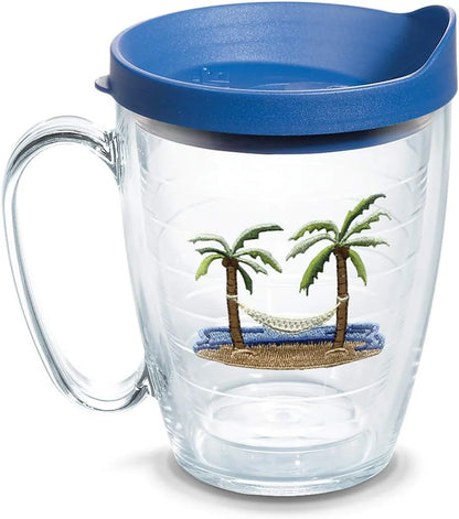 Tervis Palm Tree & Hammock Scene Made in USA Double Walled Insulated Tumbler Cup Keeps Drinks Cold & Hot, 16oz - 4pk, Unlidded