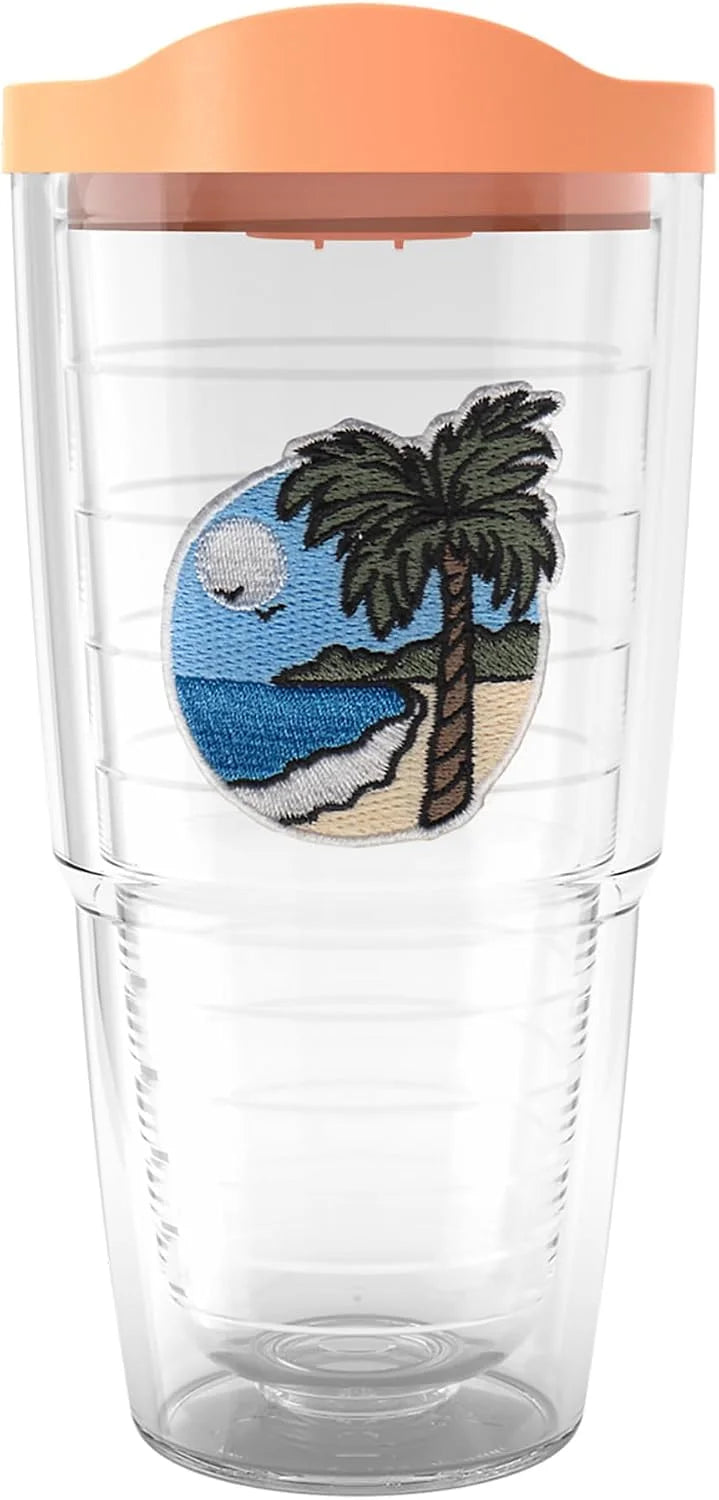 Tervis A Day In The Tropics Made in USA Double Walled Insulated Tumbler Travel Cup Keeps Drinks Cold & Hot, 24oz, Sundown