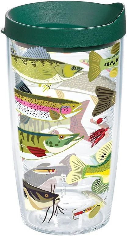 Tervis Freshwater Fish and Lures Made in USA Double Walled Insulated Tumbler Travel Cup Keeps Drinks Cold & Hot, 24oz, Classic