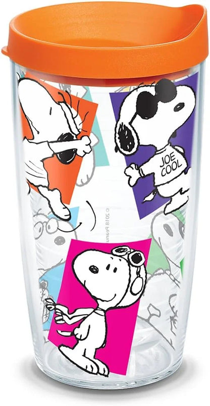 Tervis Peanuts Multi-Snoopy Made in USA Double Walled Insulated Tumbler Cup Keeps Drinks Cold & Hot, 24oz, Clear
