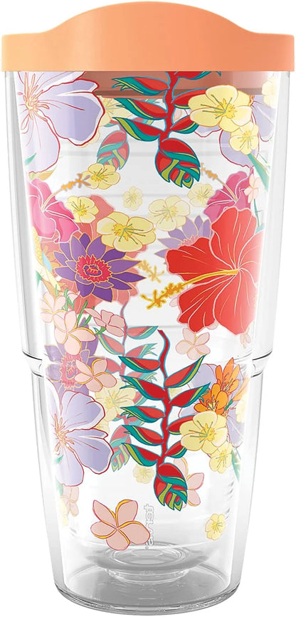 Tervis Tropical Hibiscus Party Made in USA Double Walled Insulated Tumbler Travel Cup Keeps Drinks Cold & Hot, 16oz, Classic