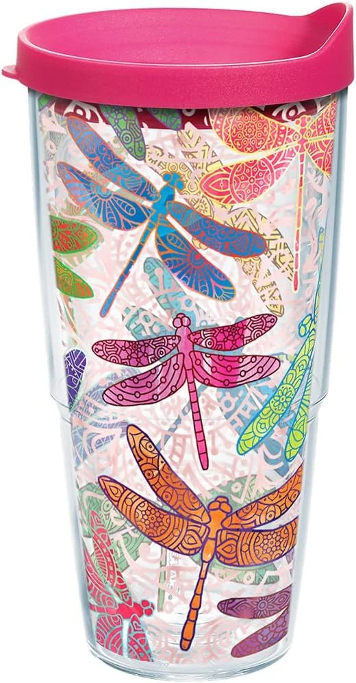 Tervis Dragonfly Mandala Made in USA Double Walled Insulated Tumbler Travel Cup Keeps Drinks Cold & Hot, 24oz, Classic