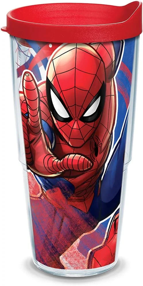 Tervis Traveler Marvel Spider-Man Iconic Triple Walled Insulated Tumbler Travel Cup Keeps Drinks Cold & Hot, 20oz, Stainless Steel