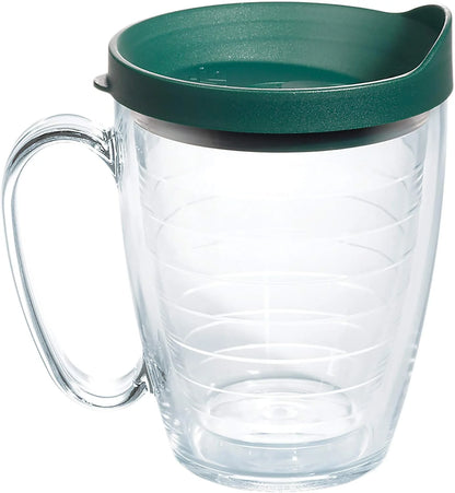 Tervis Clear & Colorful Lidded Made in USA Double Walled Insulated Tumbler Travel Cup Keeps Drinks Cold & Hot, 16oz Mug, Clear Lid