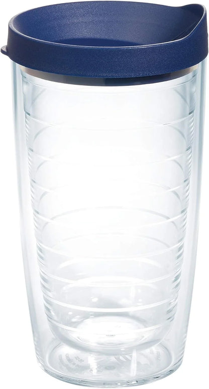 Tervis Clear & Colorful Lidded Made in USA Double Walled Insulated Tumbler Travel Cup Keeps Drinks Cold & Hot, 16oz Mug, Clear Lid