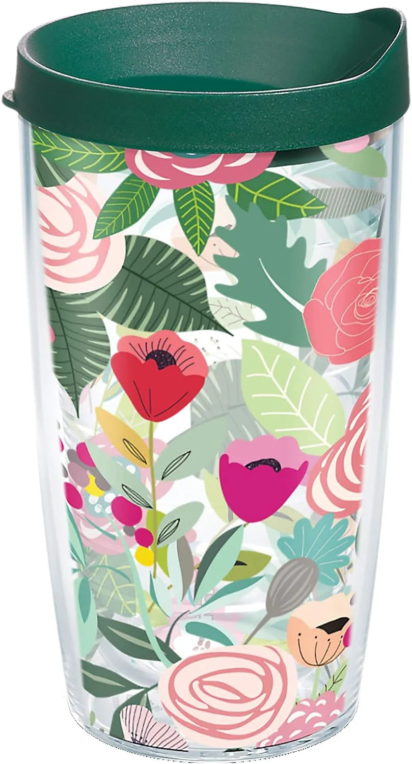 Tervis Brilliant Bliss Collection Made in USA Double Walled Insulated Tumbler Travel Cup Keeps Drinks Cold & Hot, 24oz Classic, Budding Bliss
