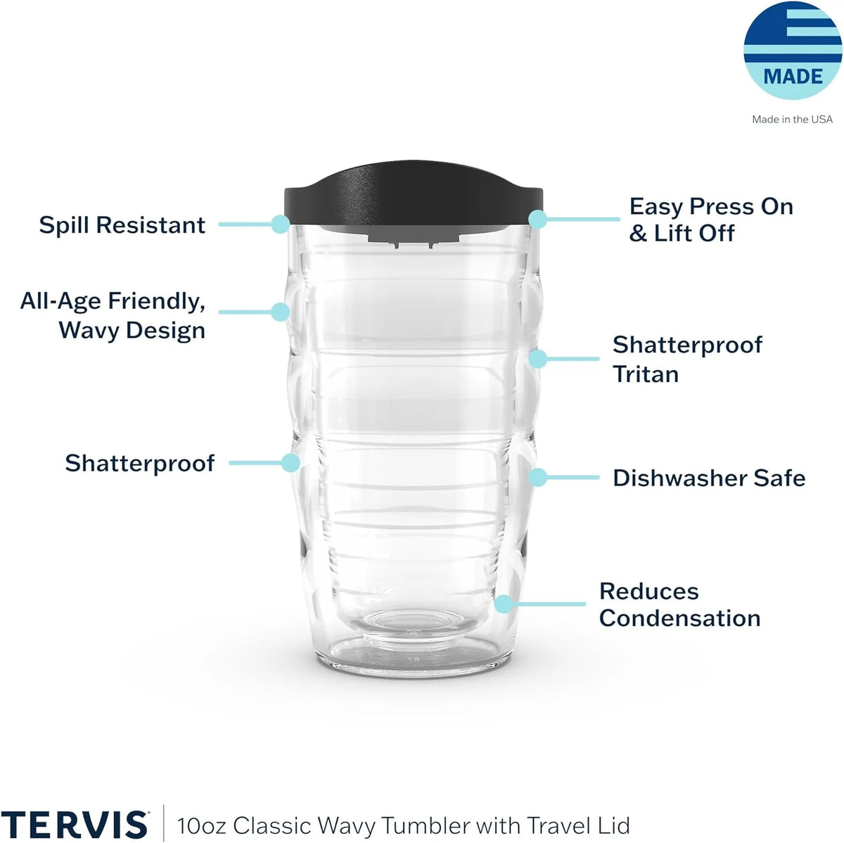 Tervis American Flag Made in USA Double Walled Insulated Tumbler Travel Cup Keeps Drinks Cold & Hot, 16oz 4pk, Classic