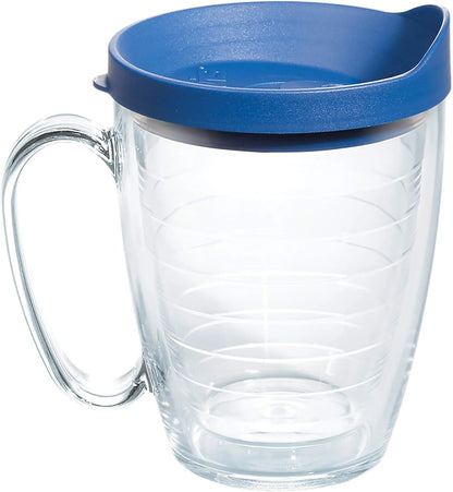 Tervis Clear & Colorful Lidded Made in USA Double Walled Insulated Tumbler Travel Cup Keeps Drinks Cold & Hot, 16oz Mug, Clear Lid