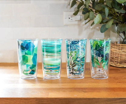 Tervis Yao Cheng Green Crystal Made in USA Double Walled Insulated Tumbler Travel Cup Keeps Drinks Cold & Hot, 16oz, Hexagon Green Blue