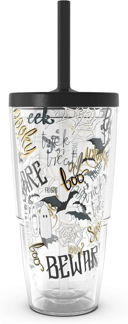 Tervis Halloween Beware Made in USA Double Walled Insulated Tumbler Travel Cup Keeps Drinks Cold & Hot, 24oz with Straw Lid, Classic