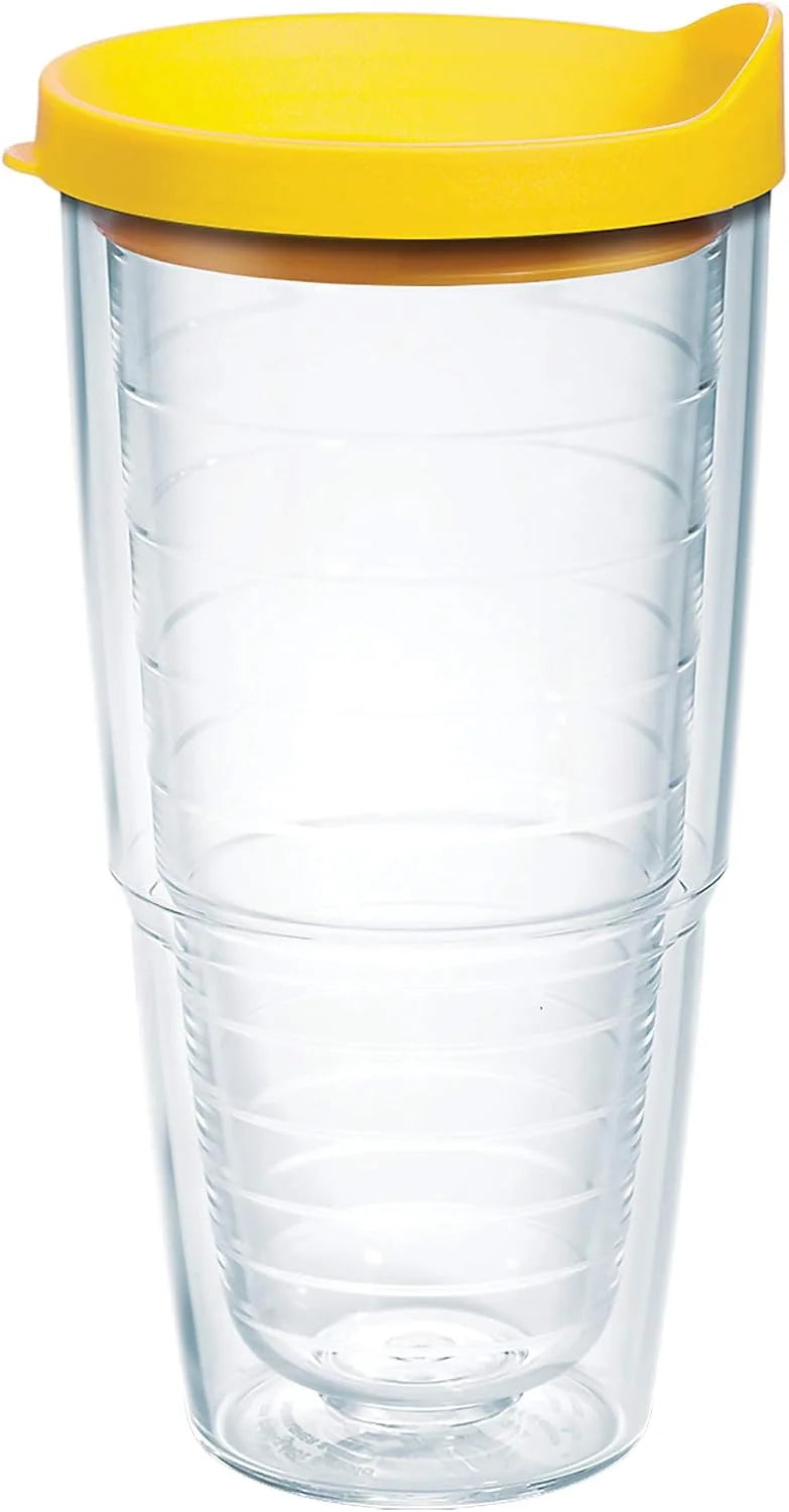 Tervis Clear & Colorful Lidded Made in USA Double Walled Insulated Tumbler Travel Cup Keeps Drinks Cold & Hot, 16oz Mug, Clear Lid