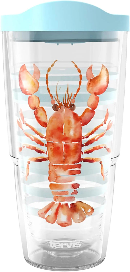 Tervis Sara Berrenson - Atlantica Collection Made in USA Double Walled Insulated Tumbler Travel Cup Keeps Drinks Cold & Hot, 24oz, Lobster