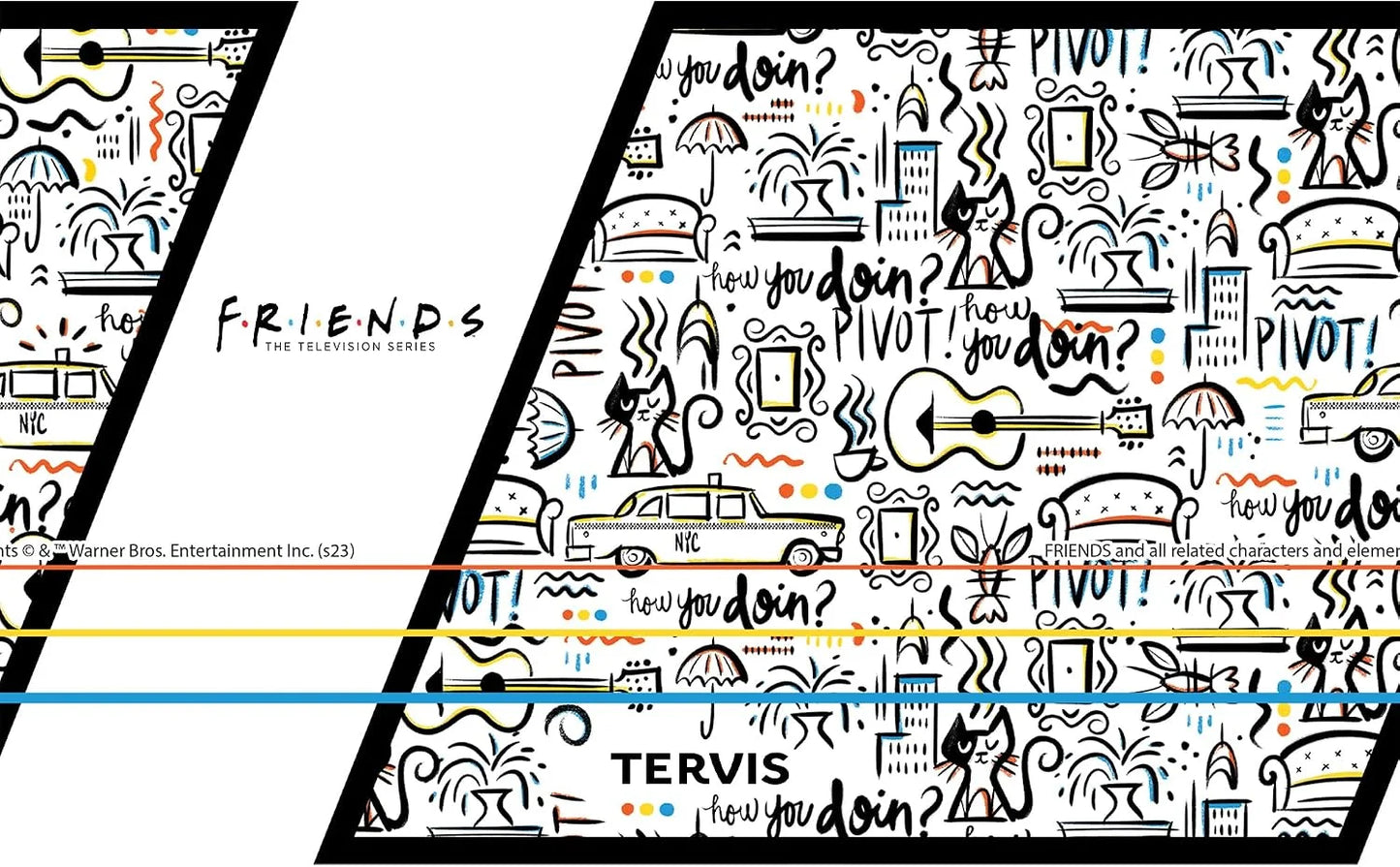 Tervis Friends Pattern Made in USA Double Walled Insulated Tumbler Travel Cup Keeps Drinks Cold & Hot, 16oz, Classic