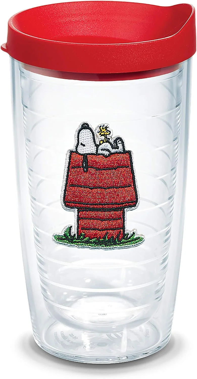 Tervis Peanuts Best Buddies Collection Snoopy Woodstock House Made in USA Double Walled Insulated Tumbler Travel Cup Keeps Drinks Cold & Hot, 10oz Wavy, Felt