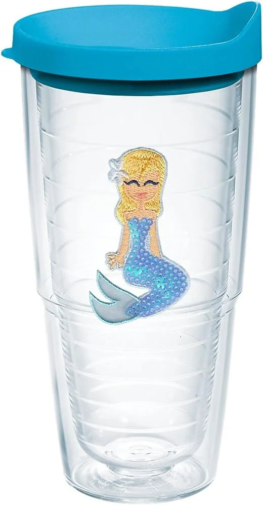 Tervis Blue Sequins Mermaid Made in USA Double Walled Insulated Tumbler Cup Keeps Drinks Cold & Hot, 16oz Mug, Unlidded