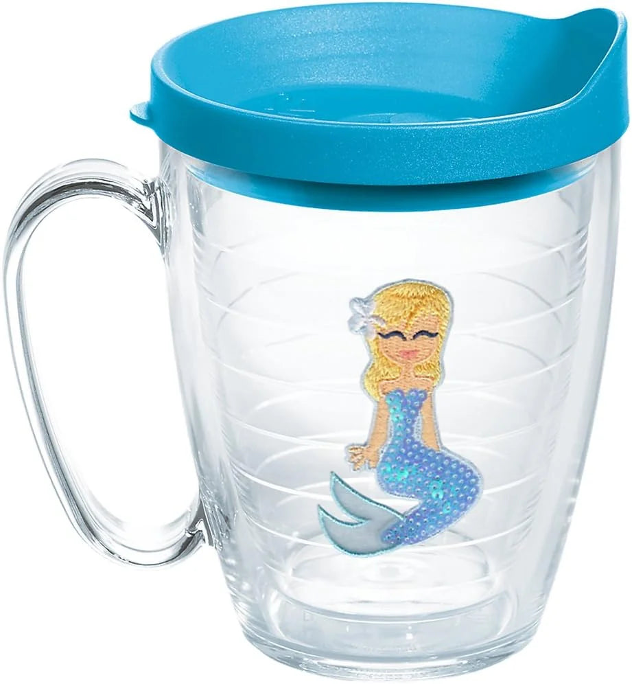 Tervis Blue Sequins Mermaid Made in USA Double Walled Insulated Tumbler Cup Keeps Drinks Cold & Hot, 16oz Mug, Unlidded