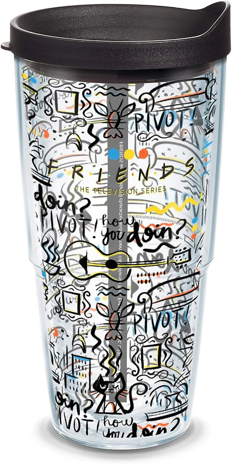 Tervis Friends Pattern Made in USA Double Walled Insulated Tumbler Travel Cup Keeps Drinks Cold & Hot, 16oz, Classic