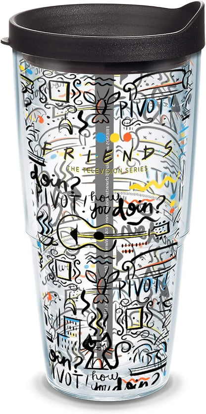 Tervis Friends Pattern Made in USA Double Walled Insulated Tumbler Travel Cup Keeps Drinks Cold & Hot, 16oz, Classic