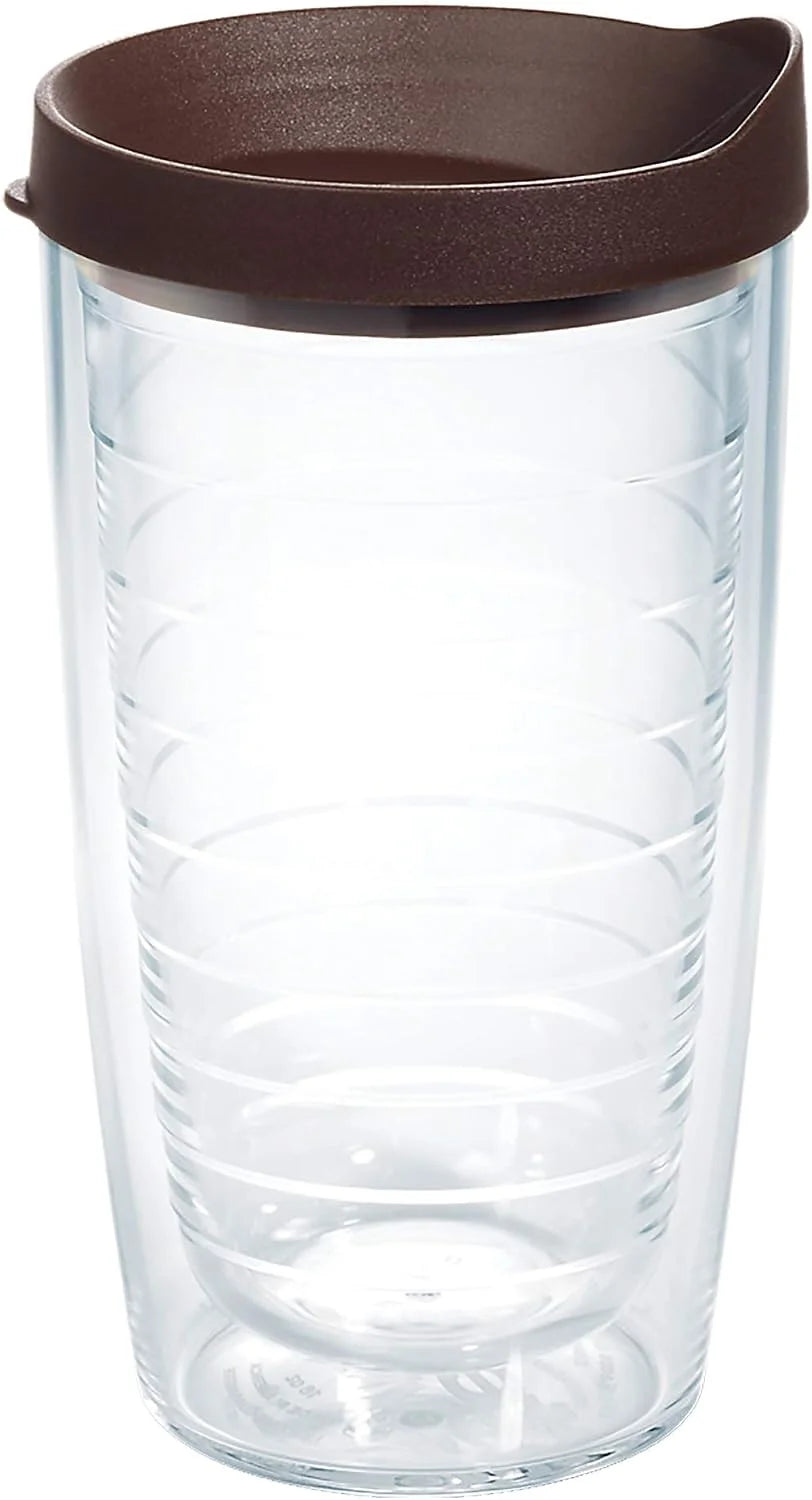 Tervis Clear & Colorful Lidded Made in USA Double Walled Insulated Tumbler Travel Cup Keeps Drinks Cold & Hot, 16oz Mug, Clear Lid