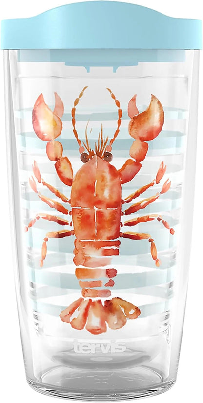 Tervis Sara Berrenson - Atlantica Collection Made in USA Double Walled Insulated Tumbler Travel Cup Keeps Drinks Cold & Hot, 24oz, Lobster