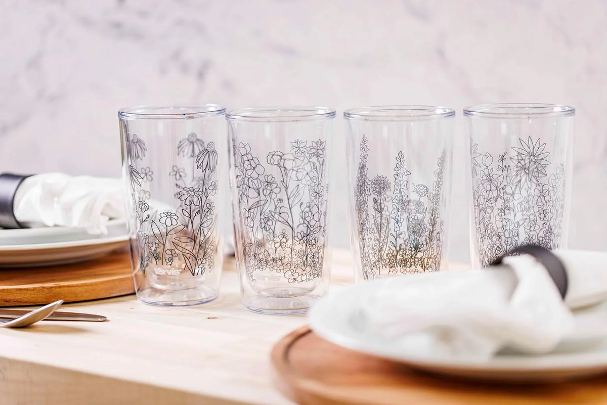 Tervis Wildflower Crystal Collection Made in USA Double Walled Insulated Tumbler Travel Cup Keeps Drinks Cold & Hot, 16oz, Coneflower and Tickseed