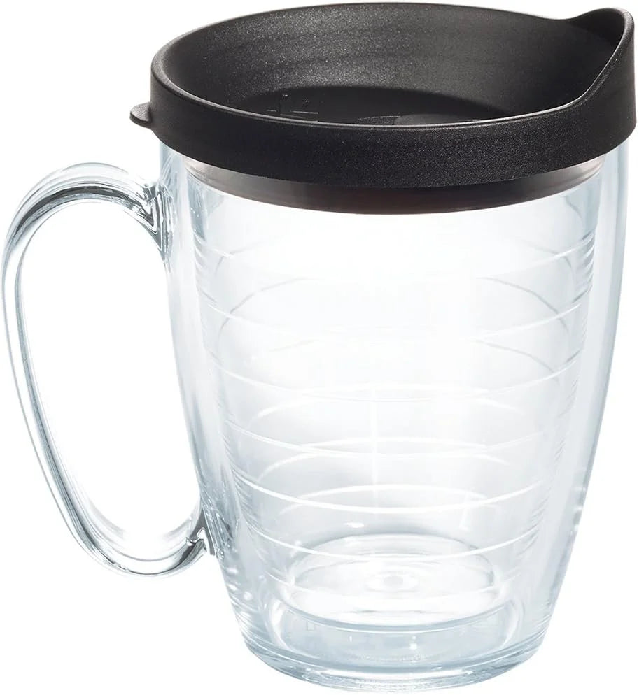 Tervis Clear & Colorful Lidded Made in USA Double Walled Insulated Tumbler Travel Cup Keeps Drinks Cold & Hot, 16oz Mug, Clear Lid